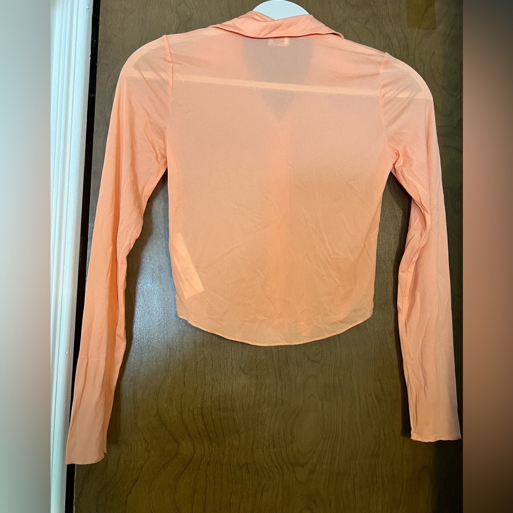 Wilfred Peach Fitted Crop Button Down Shirt - Picture 4 of 4
